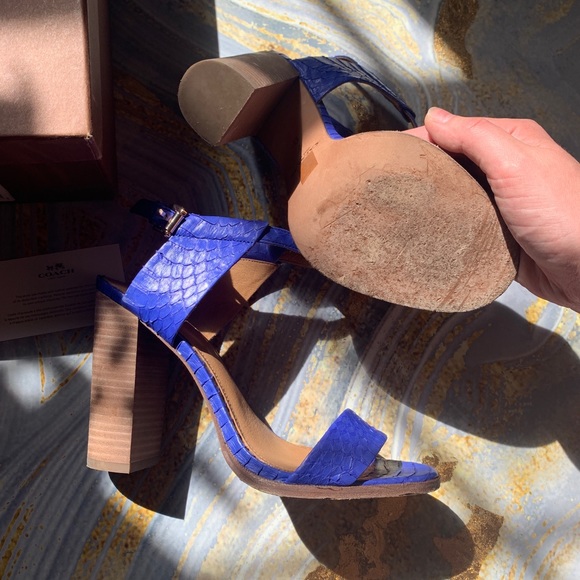 Coach • Lexey Cobalt Snakeskin Heels - Picture 6 of 8